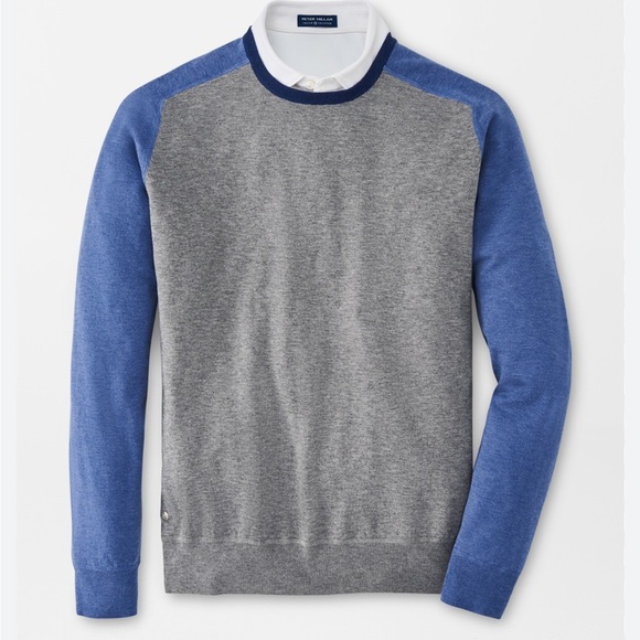 Peter Millar Riffs Ringer Sweater British Grey blue sweater crewneck size M - Picture 2 of 7